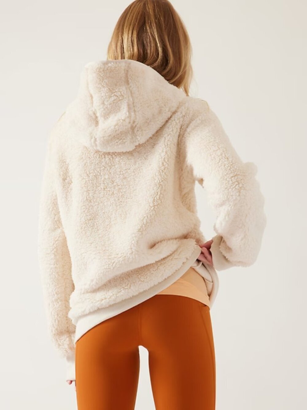 Girls' ATHLETA GIRL So Snug Ivory Sherpa Fleece Full Zip Hoodie, Size S/7 - Picture 3 of 14
